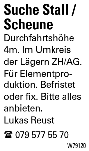 Suche Stall / Scheune