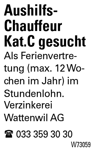 Aushilfs-Chauffeur Kat.C gesucht