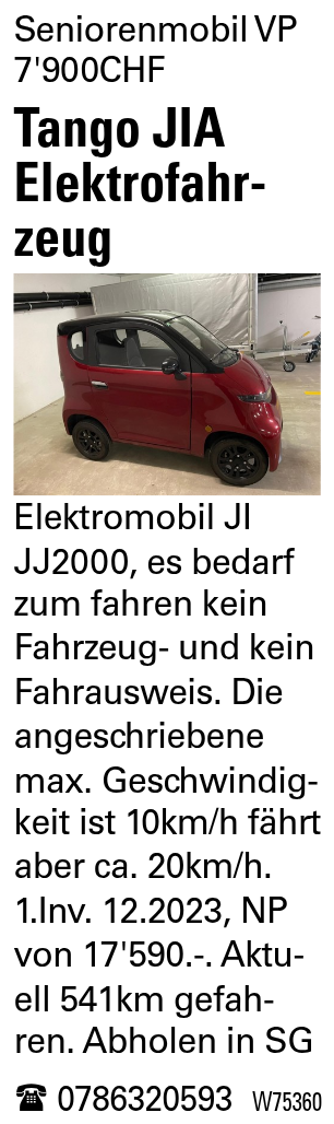 Tango JIA Elektrofahrzeug