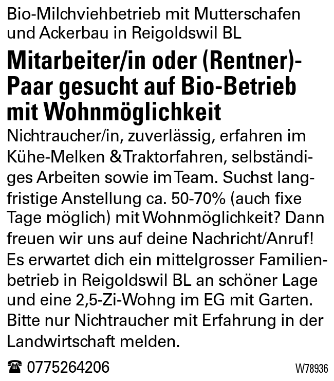 Mitarbeiter/in oder (Rentner)-Paar gesucht auf Bio-Betrieb mit Wohnmöglichkeit