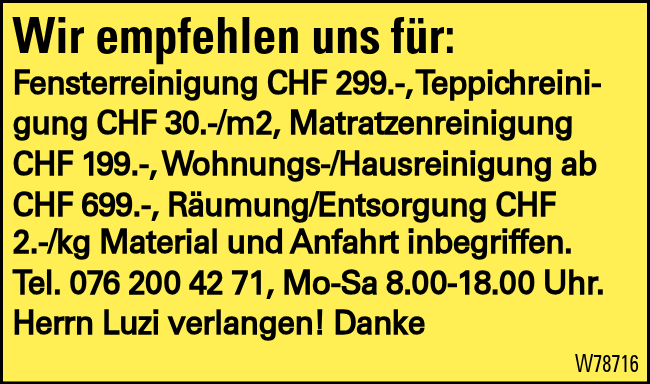 Wir empfehlen uns für: