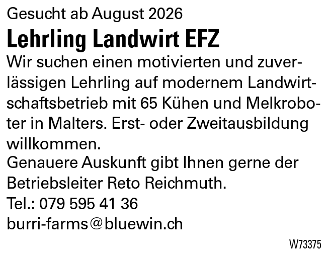 Lehrling Landwirt EFZ
