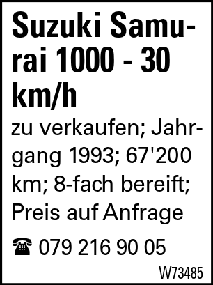 Suzuki Samurai 1000 - 30 km/h